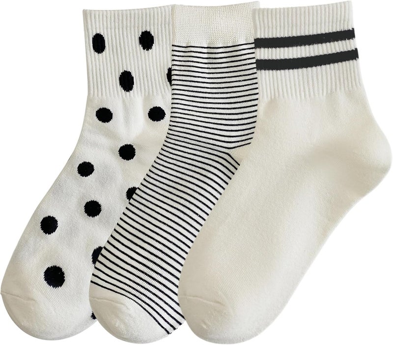 Arukora Store Women's Polka Dot & Striped Crew Cute Ankle Socks Size 5-9 - Image 1